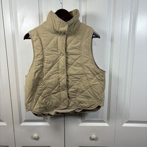 Unbranded Quilted Vest women's S Neutral Fall Layering Boho Chic
